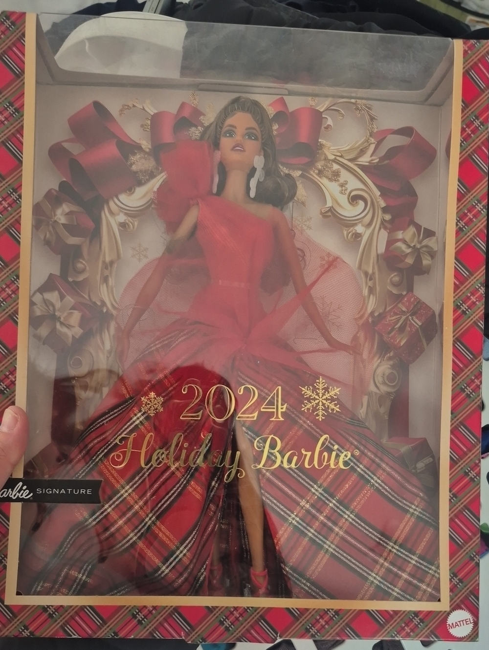 Mattel Holiday Barbie 2024 in Red with Tartan Plaid Skirt